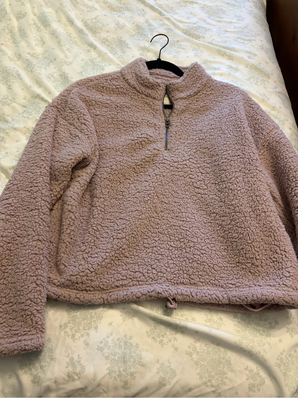 American Eagle Outfitters Plush Quarter-Zip Sherpa Pullover - Mauve